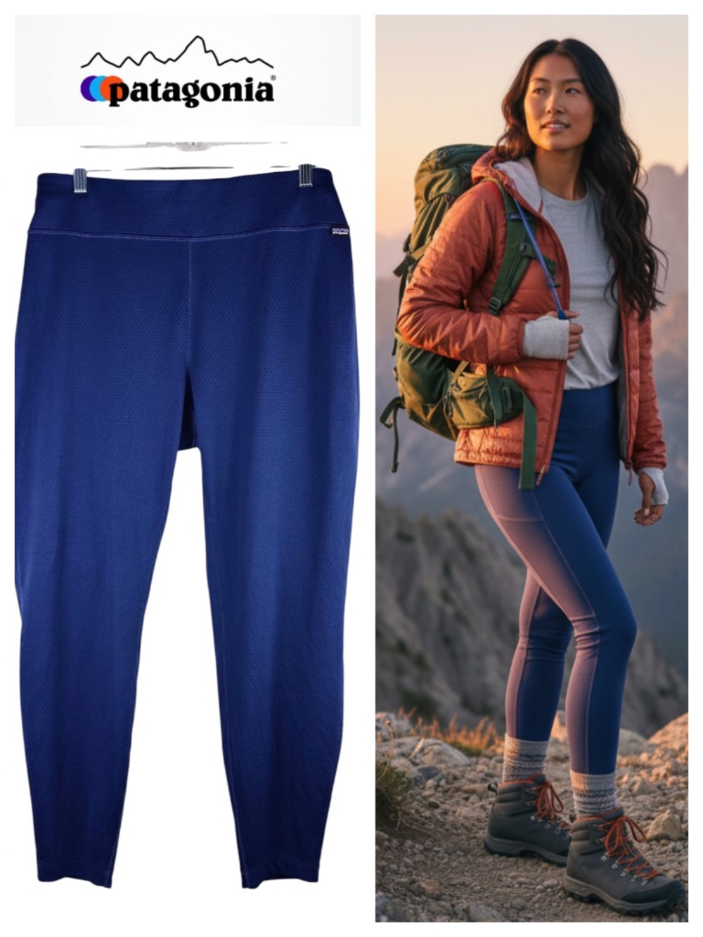 Patagonia Capilene Base Layer Leggings Sz XXL 2X Blue Midweight Compression